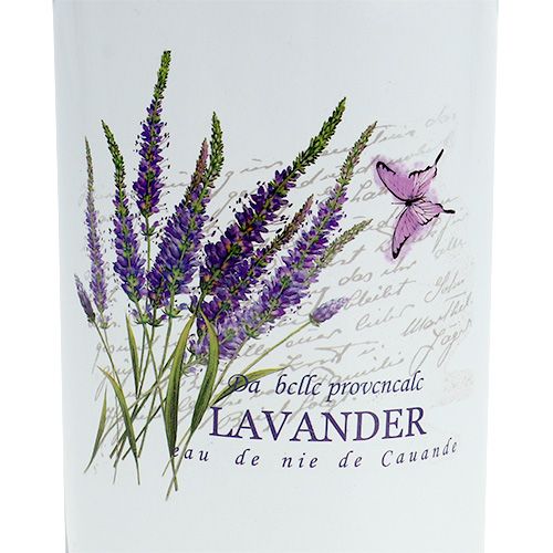 Floristik24 Lata de leche blanca con motivo de lavanda Ø6,8cm H18,5cm