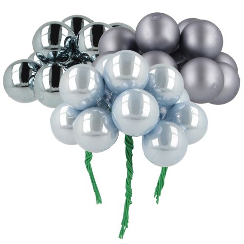 Floristik24 Mini bolas navideñas de cristal espejo bayas tonos azules 25mm 140 uds