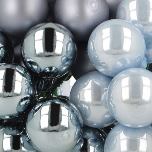 Artículo Mini bolas navideñas de cristal espejo bayas tonos azules 25mm 140 uds