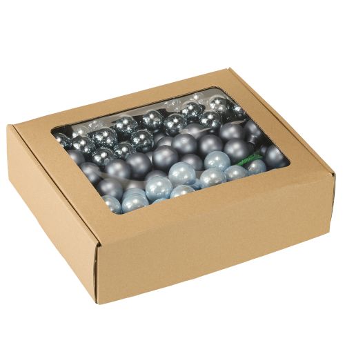 Artículo Mini bolas navideñas de cristal espejo bayas tonos azules 25mm 140 uds