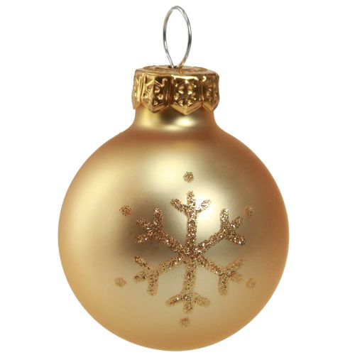 Artículo Mini bolas de árbol de Navidad cristal perla dorada transparente Ø3cm 9 piezas