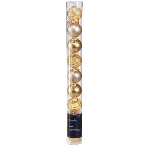 Artículo Mini bolas de árbol de Navidad cristal perla dorada transparente Ø3cm 9 piezas