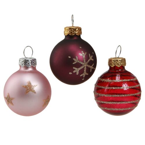 Floristik24 Mini bolas de árbol de Navidad cristal baya rosa oro Ø3cm 9 piezas