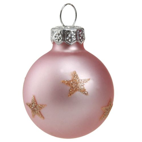 Floristik24 Mini bolas de árbol de Navidad cristal baya rosa oro Ø3cm 9 piezas