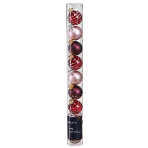 Floristik24 Mini bolas de árbol de Navidad cristal baya rosa oro Ø3cm 9 piezas