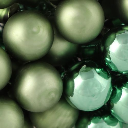 Artículo Mini bolas de árbol de Navidad vidrio sobre alambre verde Ø1,5cm 140 piezas