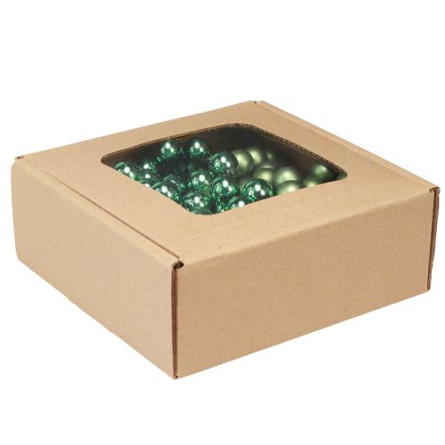 Artículo Mini bolas de árbol de Navidad vidrio sobre alambre verde Ø1,5cm 140 piezas