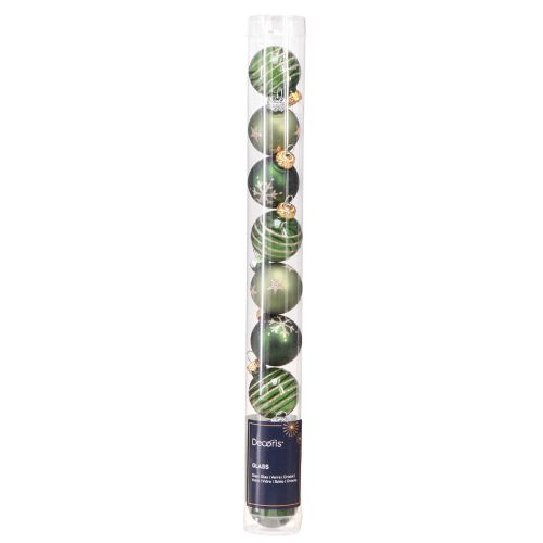 Artículo Mini bolas de Navidad para árboles de cristal en oro verde Ø3cm 9 piezas