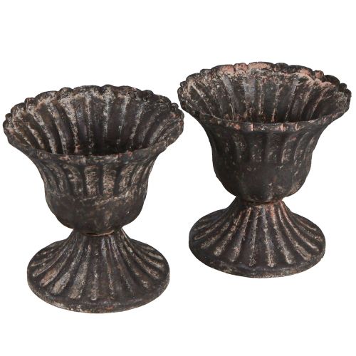 Mini taza decorativa vintage metal óxido negro Ø8cm H8,5cm 2ud