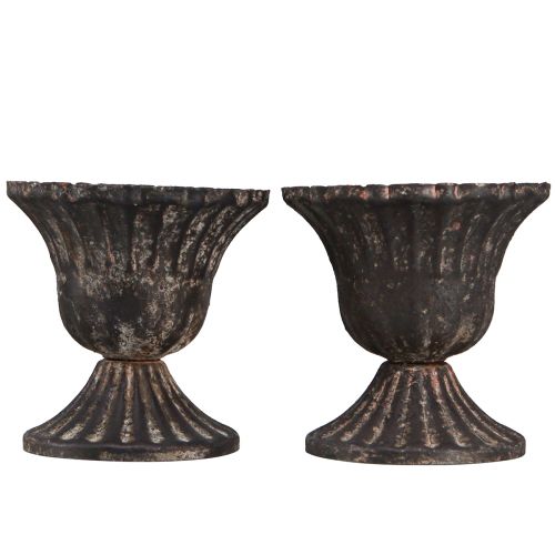 Artículo Mini taza decorativa vintage metal óxido negro Ø8cm H8,5cm 2ud