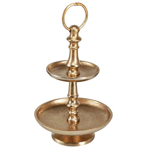 Floristik24 Mini etagere decoración de metal dorado mate decoración de mesa de 2 niveles Al. 22 cm