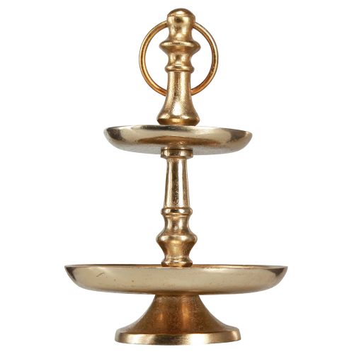 Floristik24 Mini etagere decoración de metal dorado mate decoración de mesa de 2 niveles Al. 22 cm