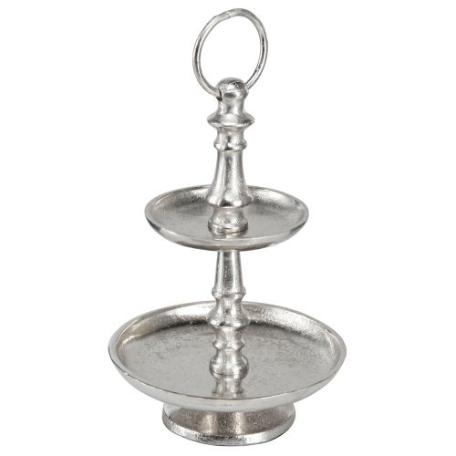 Floristik24 Mini soporte para tartas decoración de metal plateado decoración de mesa de 2 niveles Al. 22 cm