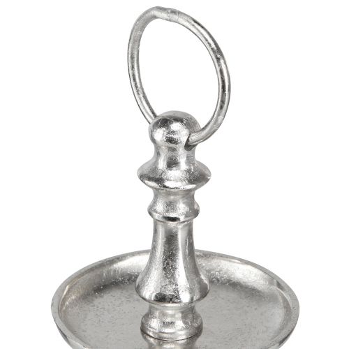 Floristik24 Mini soporte para tartas decoración de metal plateado decoración de mesa de 2 niveles Al. 22 cm