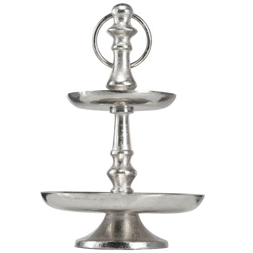 Floristik24 Mini soporte para tartas decoración de metal plateado decoración de mesa de 2 niveles Al. 22 cm