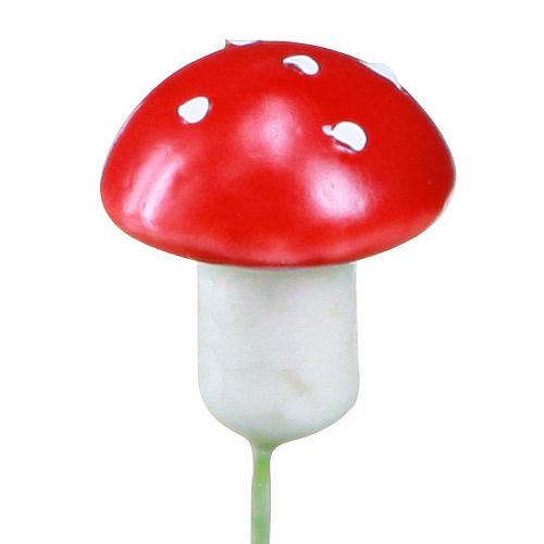 Artículo Mini setas venenosas sobre alambre setas decorativas rojas y blancas Ø2cm 48 piezas