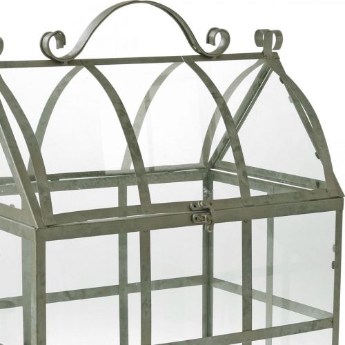 Artículo Mini Invernadero Pequeña Casa de Vidrio Decorativa Metal Vidrio H51cm