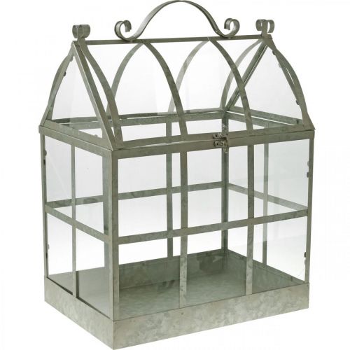 Floristik24 Mini Invernadero Pequeña Casa de Vidrio Decorativa Metal Vidrio H51cm