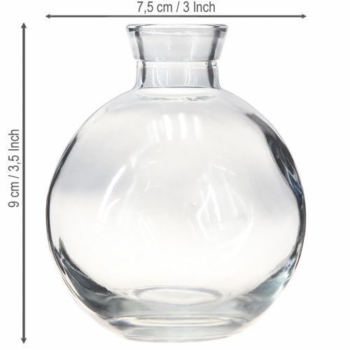 Artículo Mini jarrones de cristal con forma de bulbo teñido de azul Ø7,5cm H9cm 6 uds