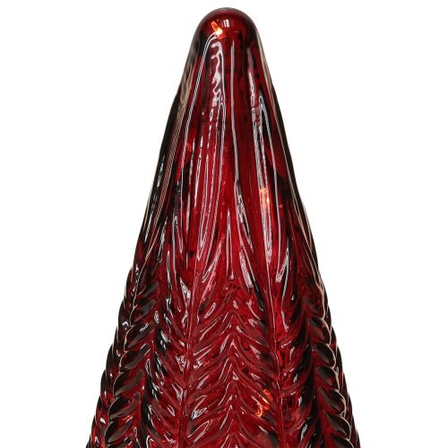 Artículo Mini árbol de Navidad de cristal LED rojo, verde y marrón de 18 cm, 3 unidades
