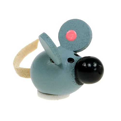 Floristik24 Mini ratón de madera blanco gris 2cm 24p