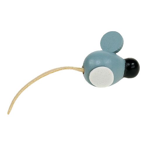 Floristik24 Mini ratón de madera blanco gris 2cm 24p