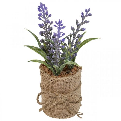 Floristik24 Lavanda artificial Planta de lavanda artificial en saco de yute H15cm