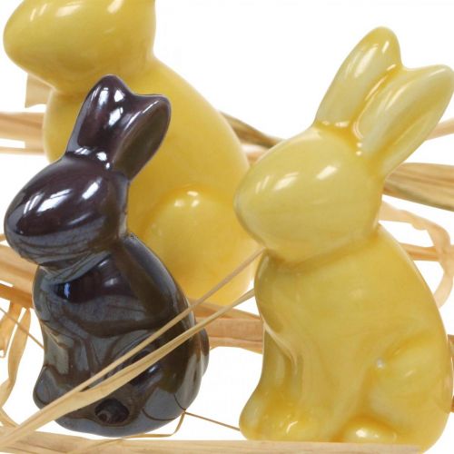 Floristik24 Mini conejitos de Pascua, mezcla de conejitos de cerámica, decoración primaveral colorido H5.5/5/4cm Juego de 5