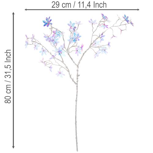 Rama artificial con flores iridiscentes, 80 cm. | Floristik24.es