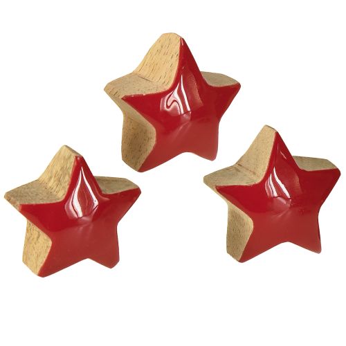 Mini Estrellas de Madera de Mango Rojo Decoración para Dispersar Estrellas de Madera Ø3cm 9 uds