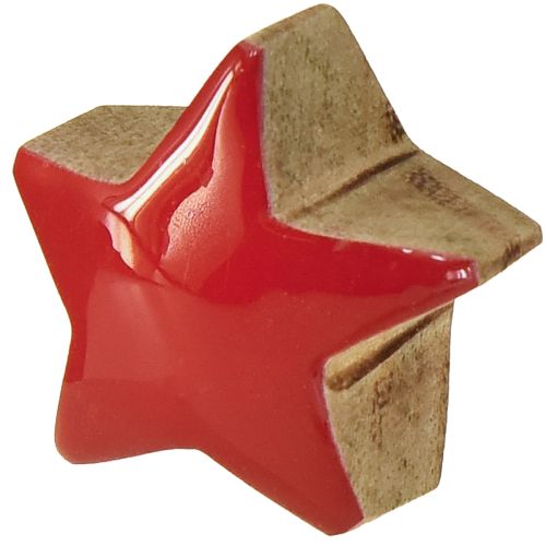 Artículo Mini Estrellas de Madera de Mango Rojo Decoración para Dispersar Estrellas de Madera Ø3cm 9 uds