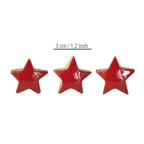Artículo Mini Estrellas de Madera de Mango Rojo Decoración para Dispersar Estrellas de Madera Ø3cm 9 uds