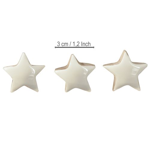 Artículo Mini Estrellas de Madera de Mango Blanco Estrellas de Madera Decoración Ø3cm 9 uds