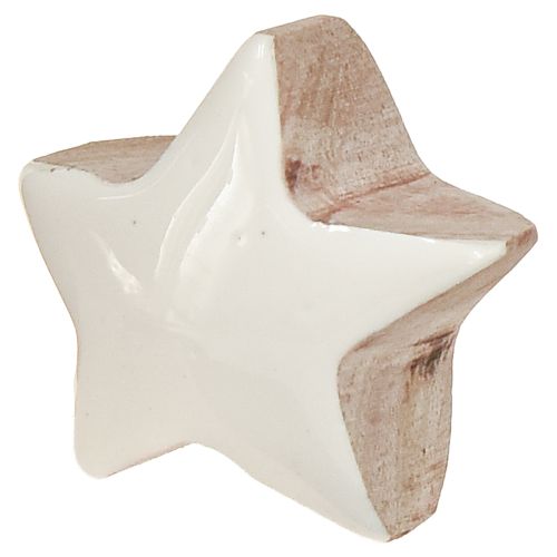 Artículo Mini Estrellas de Madera de Mango Blanco Estrellas de Madera Decoración Ø3cm 9 uds