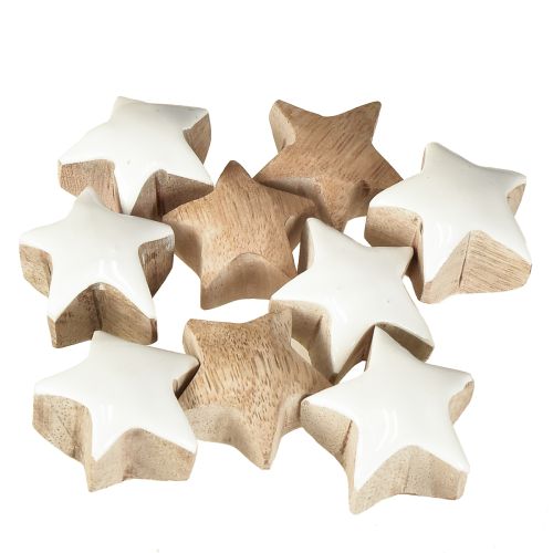 Artículo Mini Estrellas de Madera de Mango Blanco Estrellas de Madera Decoración Ø3cm 9 uds