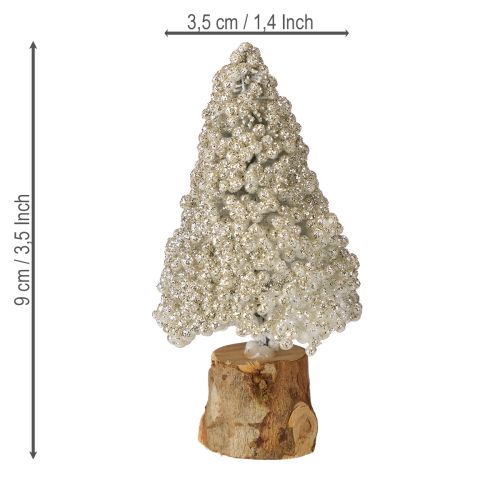 Artículo Mini árbol de Navidad decoración de mesa champán blanco H8cm 12 piezas