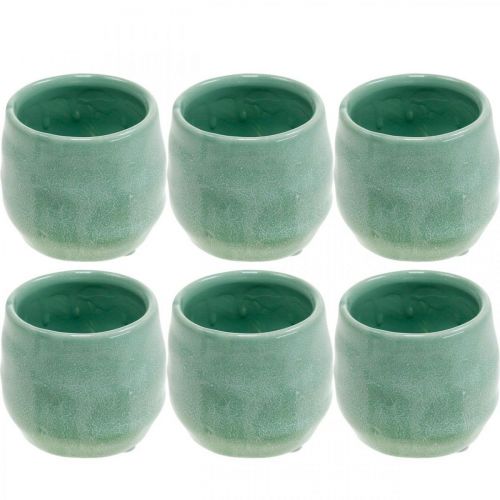 Floristik24 Mini macetero, vasija de cerámica, linterna decorativa, macetero patrón ondulado Ø8cm 6pcs