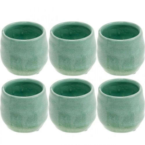 Floristik24 Mini macetero, vasija de cerámica, linterna decorativa, macetero patrón ondulado Ø8cm 6pcs