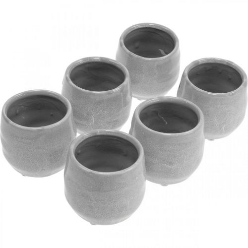 Floristik24 Macetero de cerámica, maceta pequeña, decoración de cerámica, patrón de onda de linterna Ø8cm 6pcs