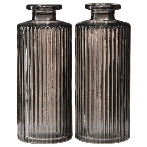 Artículo Mini jarrones jarrones de vidrio decoración con ranuras grises Ø5cm H13cm 6 piezas