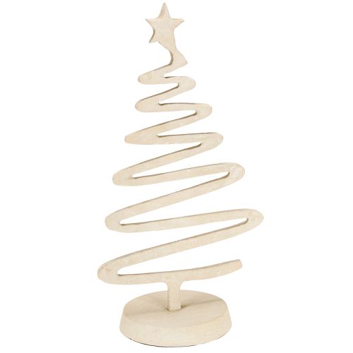 Mini árbol de Navidad de metal con decoración de arcilla óptica beige H30cm