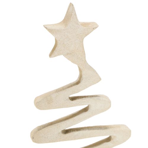 Artículo Mini árbol de Navidad de metal con decoración de arcilla óptica beige H30cm