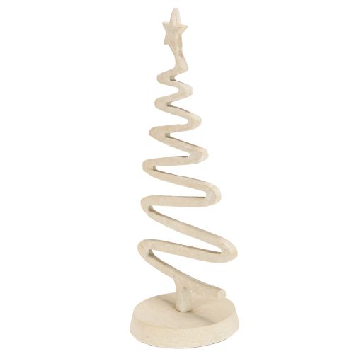Artículo Mini árbol de Navidad de metal con decoración de arcilla óptica beige H30cm