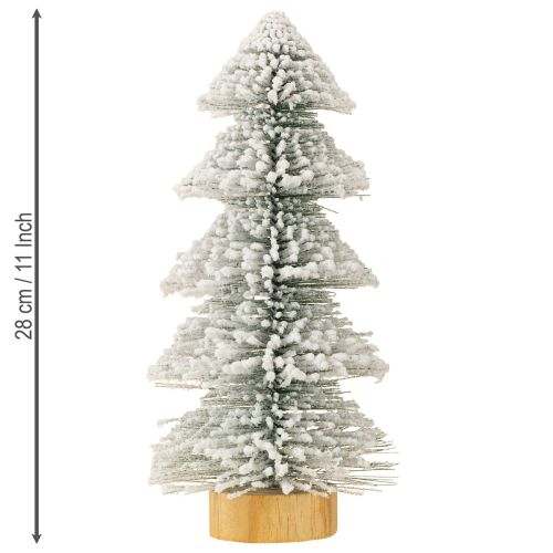 Floristik24 Mini árbol de Navidad iluminado LED abeto con nieve 28cm