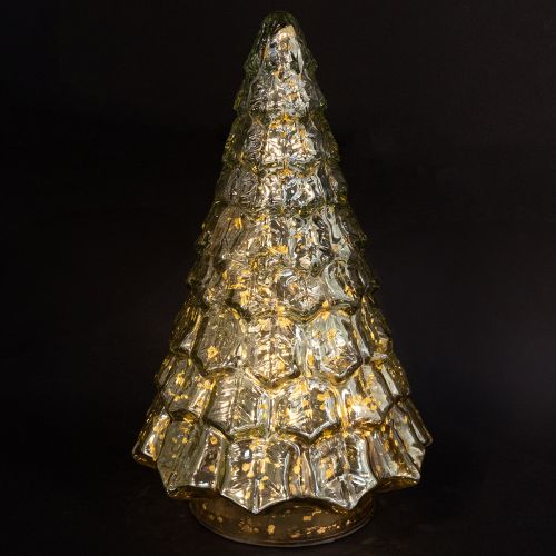 Artículo Mini árbol de Navidad con iluminación LED verde dorado 28cm