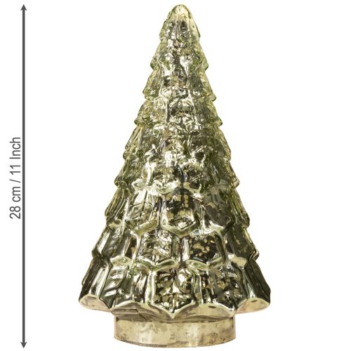 Artículo Mini árbol de Navidad con iluminación LED verde dorado 28cm