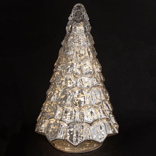 Artículo Mini árbol de Navidad con iluminación LED plata oro 28cm