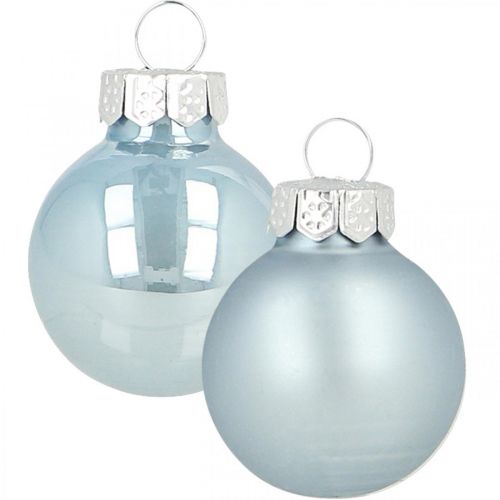 Floristik24 Mini bola navideña de cristal azul brillo/mate Ø2,5cm 22 uds