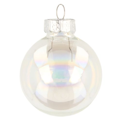 Mini bolas navideñas de cristal iridiscente transparente 4 cm 24 uds