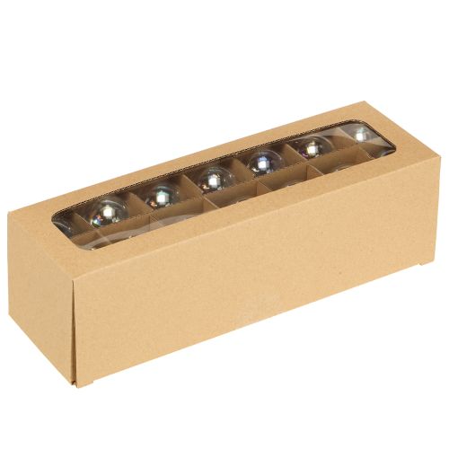 Artículo Mini bolas navideñas de cristal iridiscente transparente 4 cm 24 uds